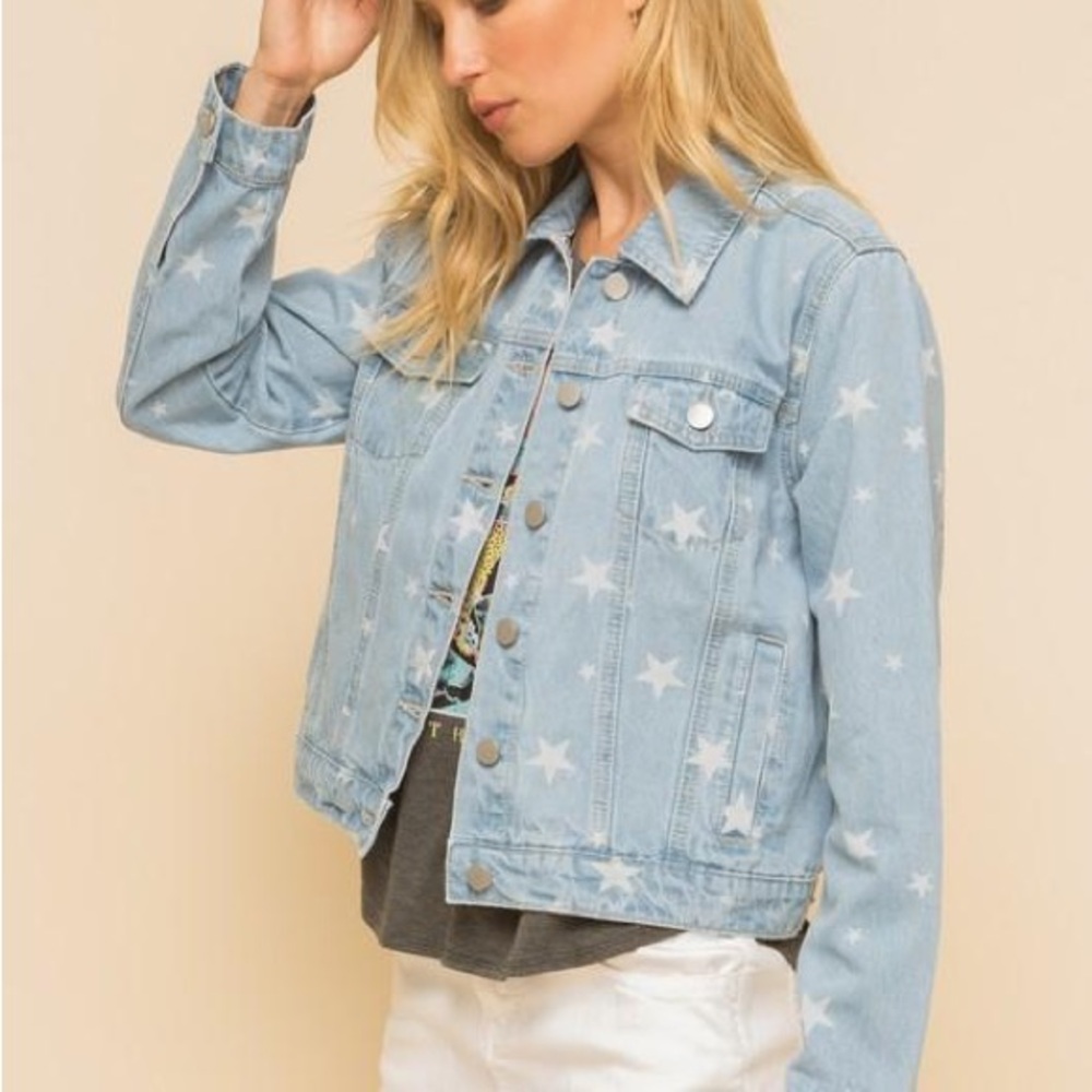 Hem & Thread Kayla Star Denim Jacket Large